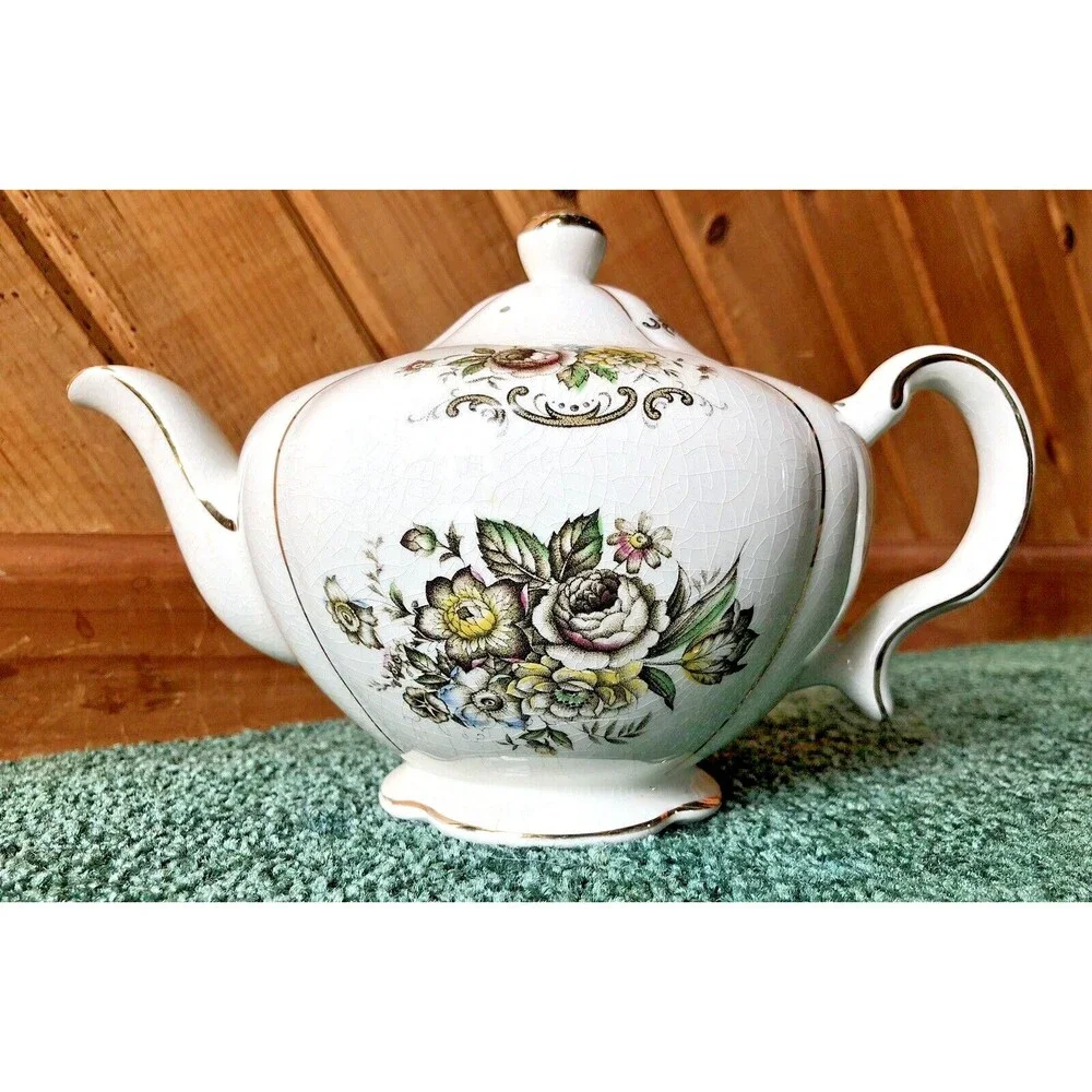 Headmaster Teapot Staffordshire England 7-68 Dainty Rose Pattern Tea Vintage